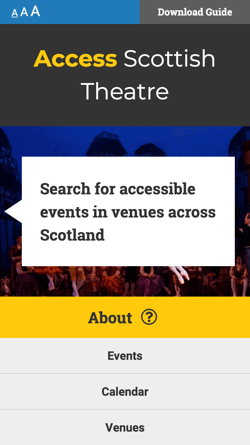 Image showing responsive mobile web design for Access Scottish Theatre website - Accessible web design Scotland