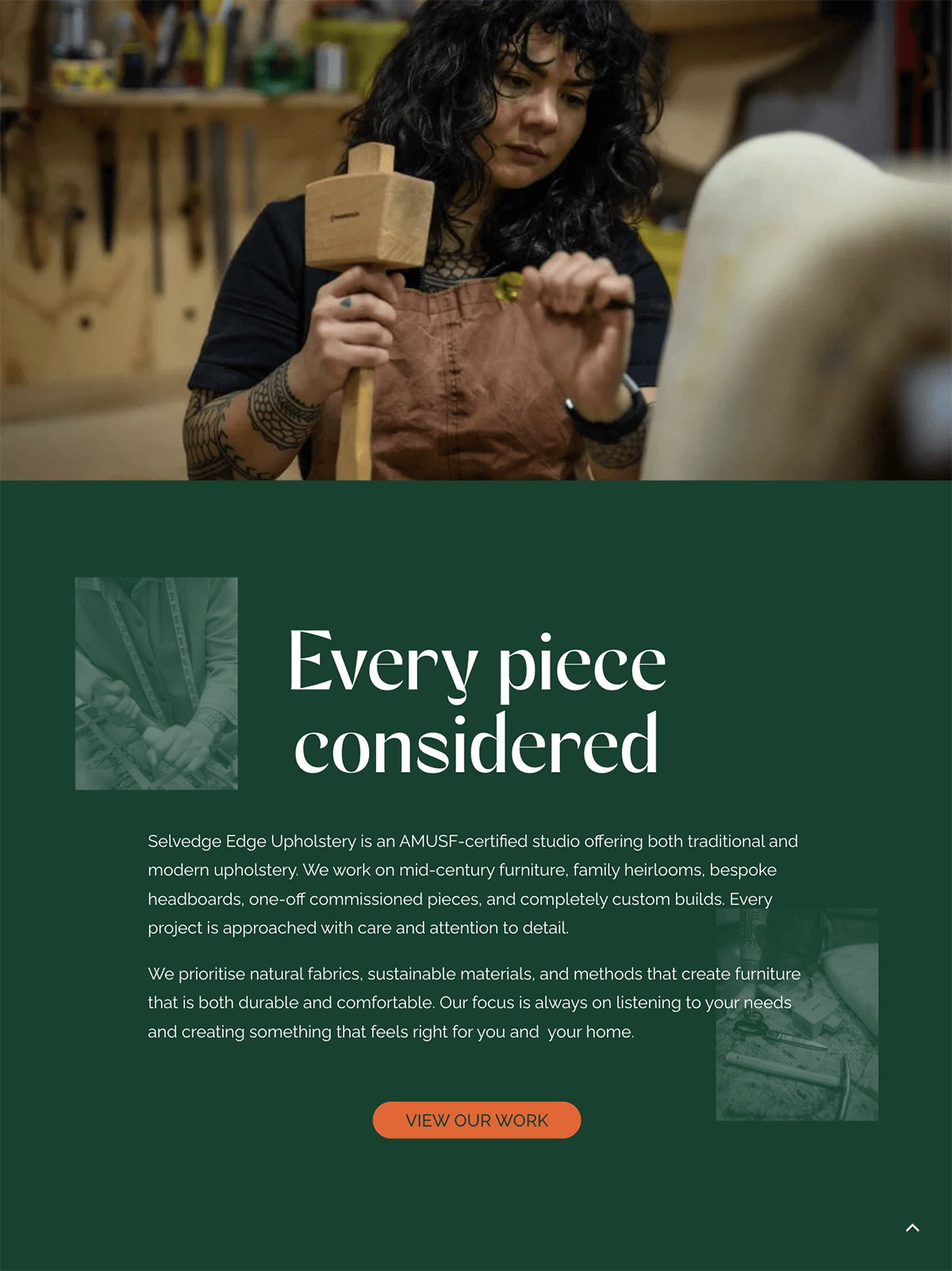 Selvedge Edge ipad display of home page