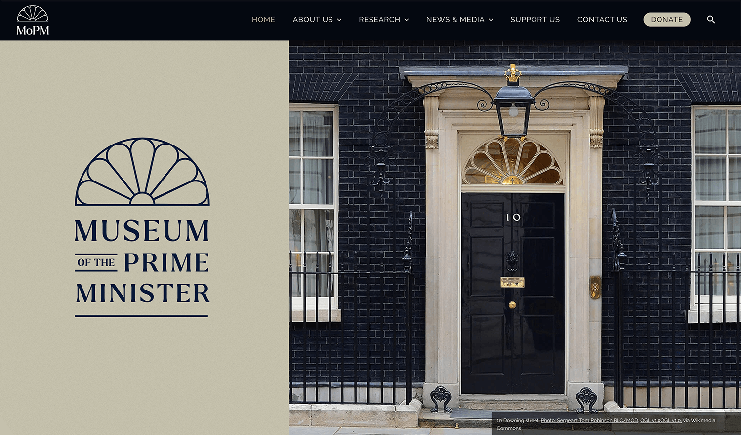 Website home page for Museum of the Prime Minister